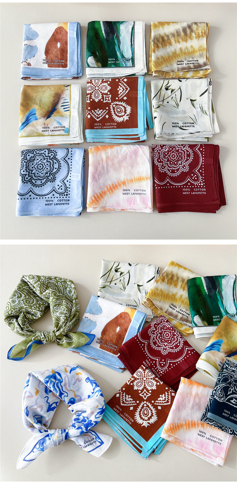 Paisley Tie-Dye Print Bandana Neck Scarf - view 2
