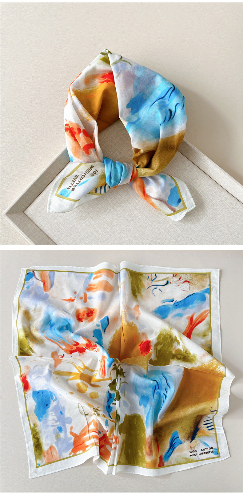 Paisley Tie-Dye Print Bandana Neck Scarf - view 34