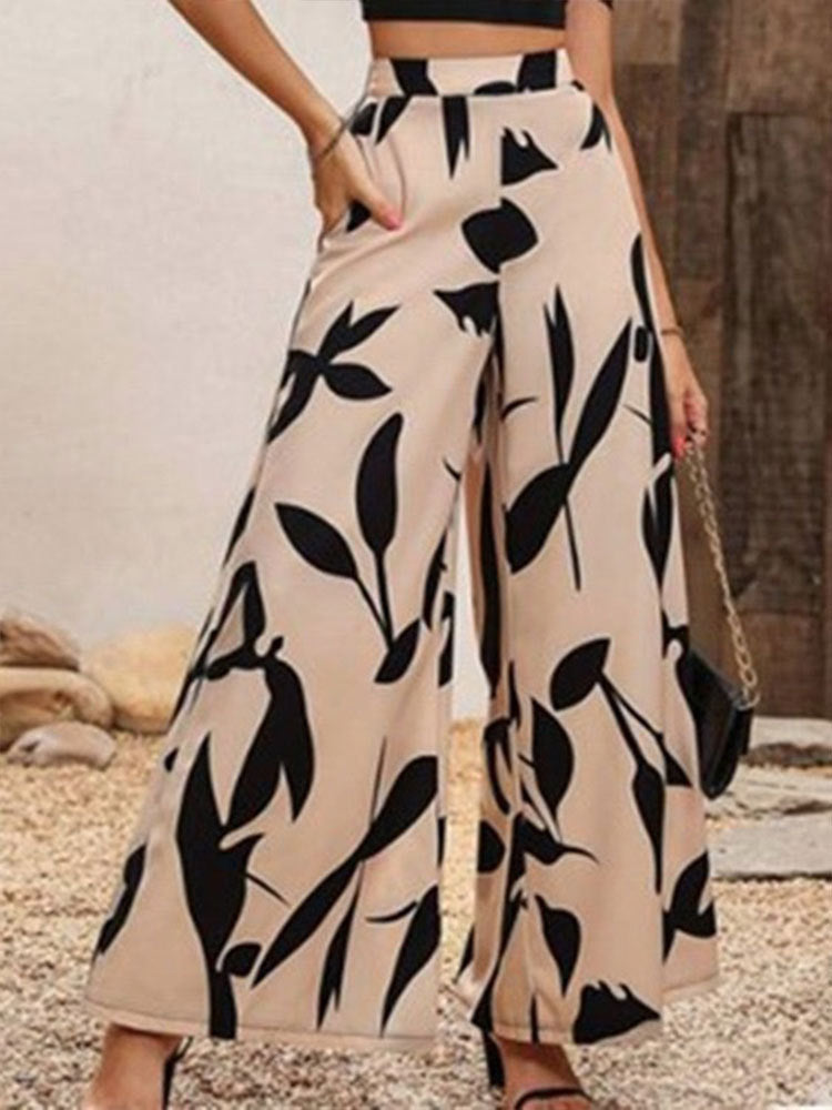 Puff Sleeve Crop Top And Palazzo Pants Set - Black - 1