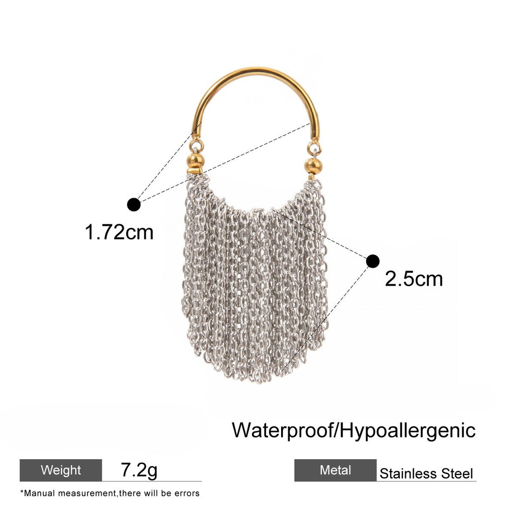 Chain Fringe Statement Tassel Ring - Gold