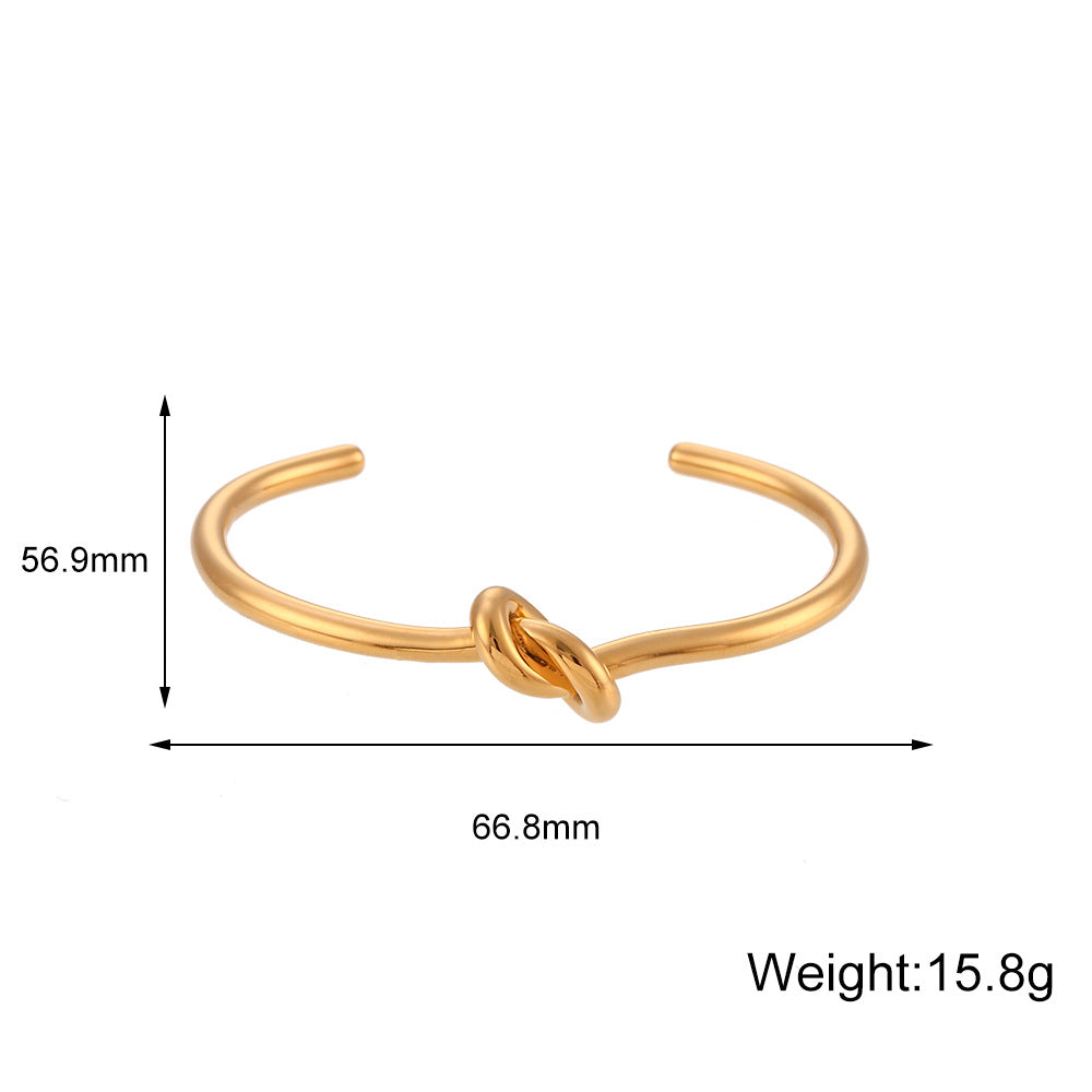 Love Knot Slim Open Cuff Bracelet - Gold - 2