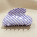 Candy Stripe Heart Hair Claw Clip - Purple