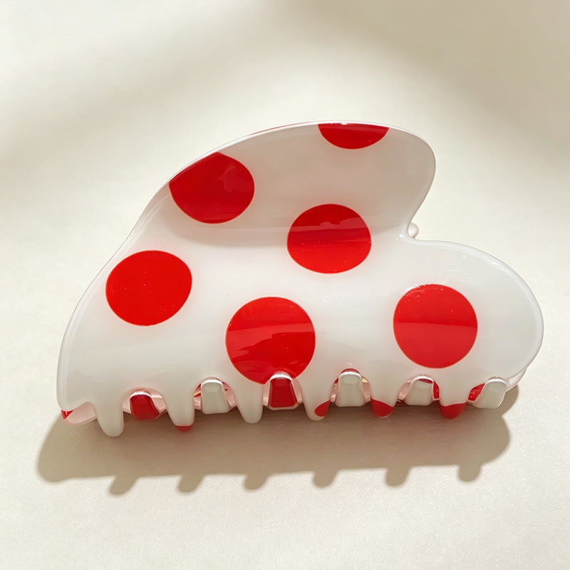 Candy Stripe Heart Hair Claw Clip - RedDot