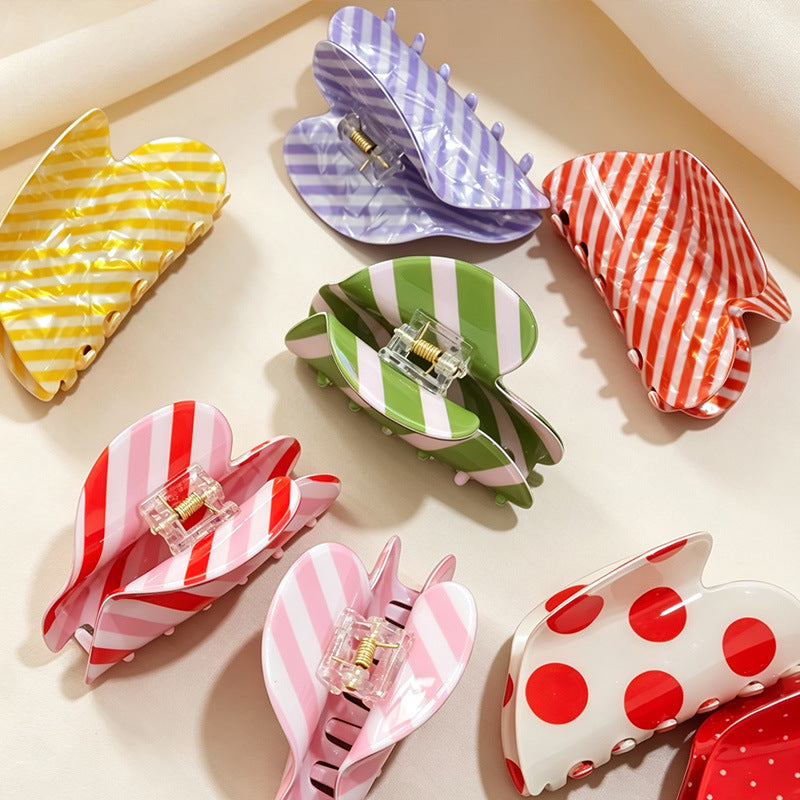 Candy Stripe Heart Hair Claw Clip - view 1