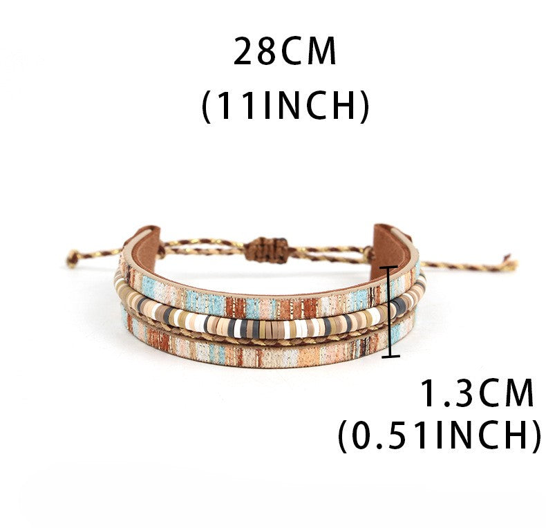 Boho Tile Bead Adjustable Cord Bracelet - view 1