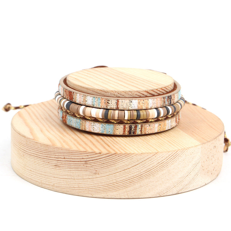 Boho Tile Bead Adjustable Cord Bracelet - view 2