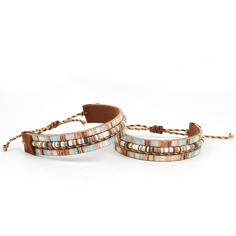 Boho Tile Bead Adjustable Cord Bracelet - view 3