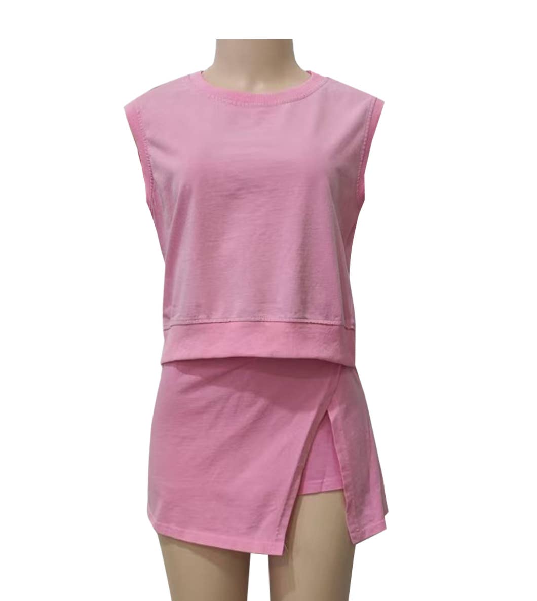Sleeveless Top And Wrap Skirt Set
