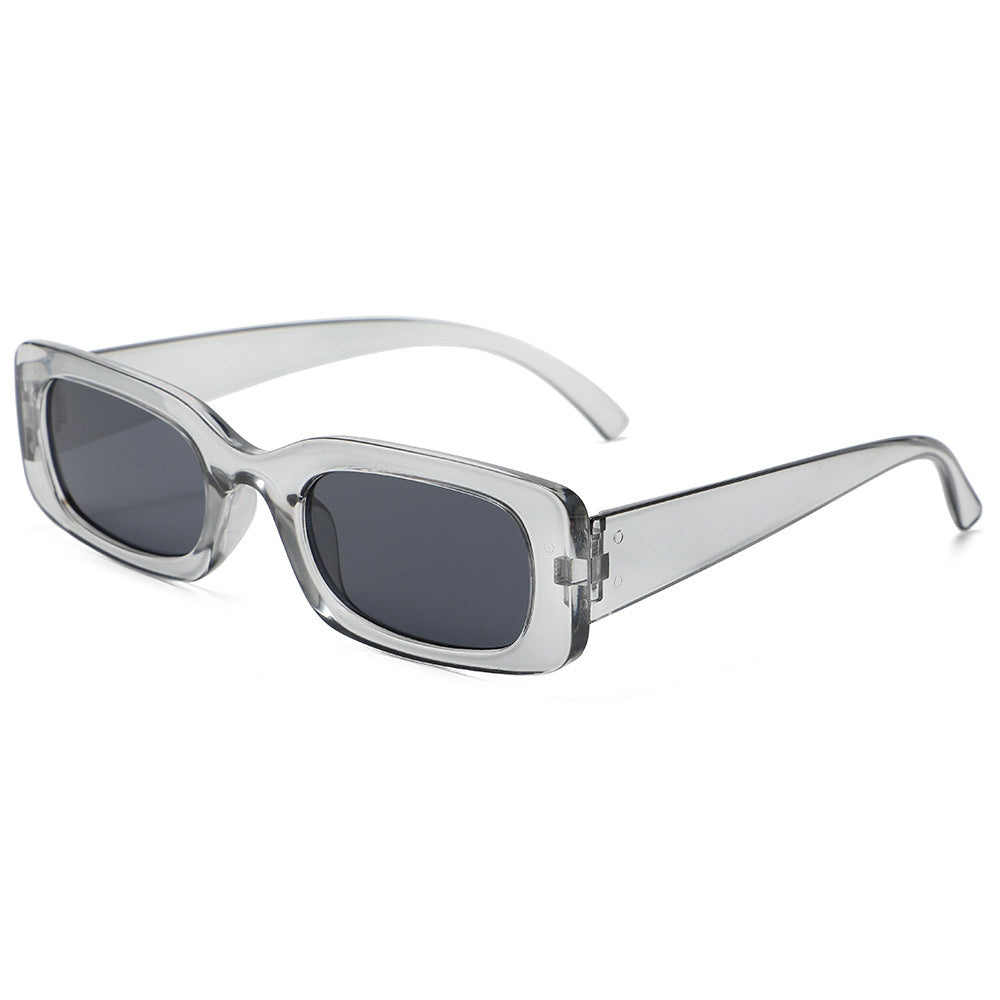 Y2K Narrow Rectangle Sunglasses with Chunky Frame - Gray