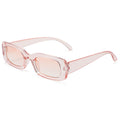 Y2K Narrow Rectangle Sunglasses with Chunky Frame - Pink