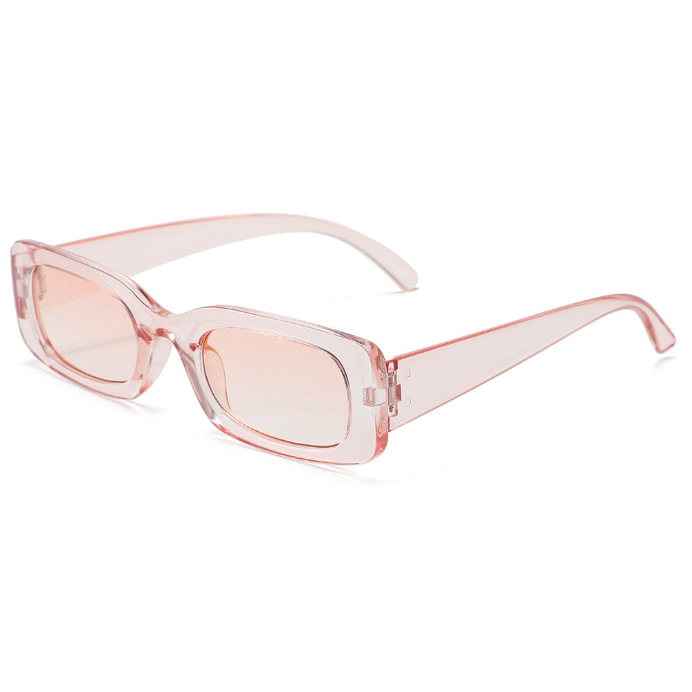 Y2K Narrow Rectangle Sunglasses with Chunky Frame - Pink