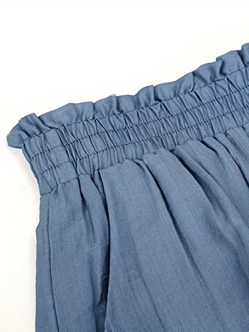 Smocked Waist Boho Shorts with Crochet Hem - view 1