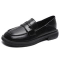 Classic Round Toe Penny Loafers - Black