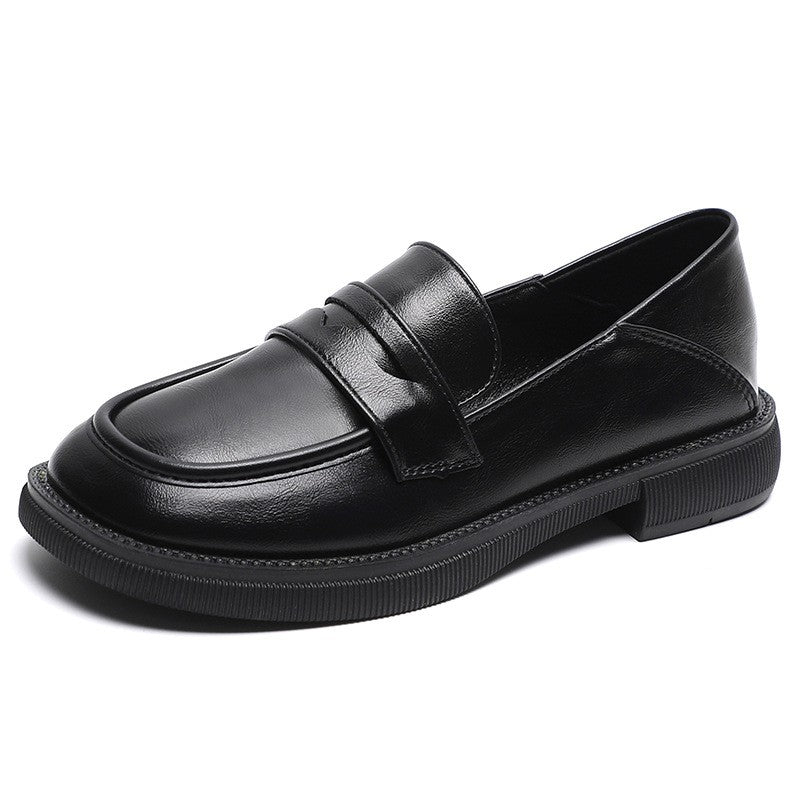 Classic Round Toe Penny Loafers - Black