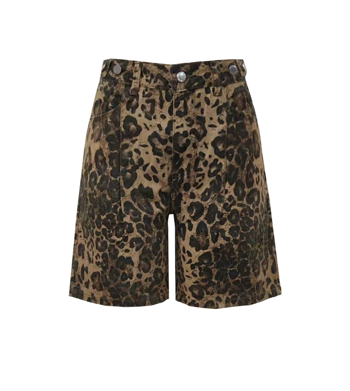 Cheetah Print High Waist Bermuda Shorts