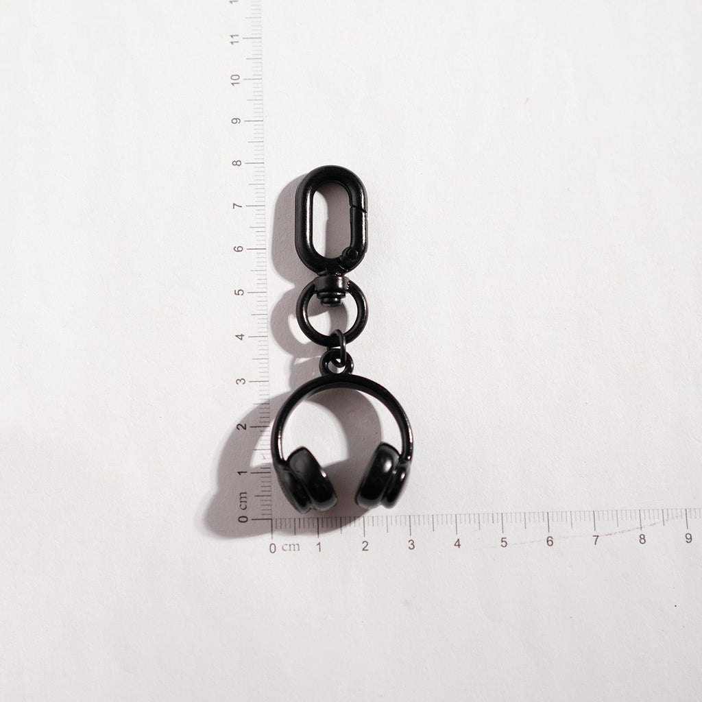 Mini Headphone Charm Keychain - Black