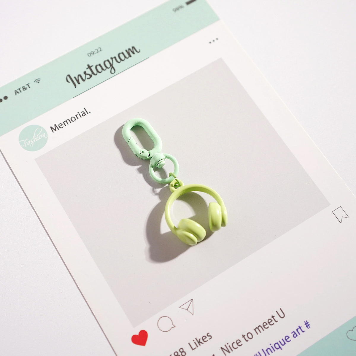 Mini Headphone Charm Keychain - Green