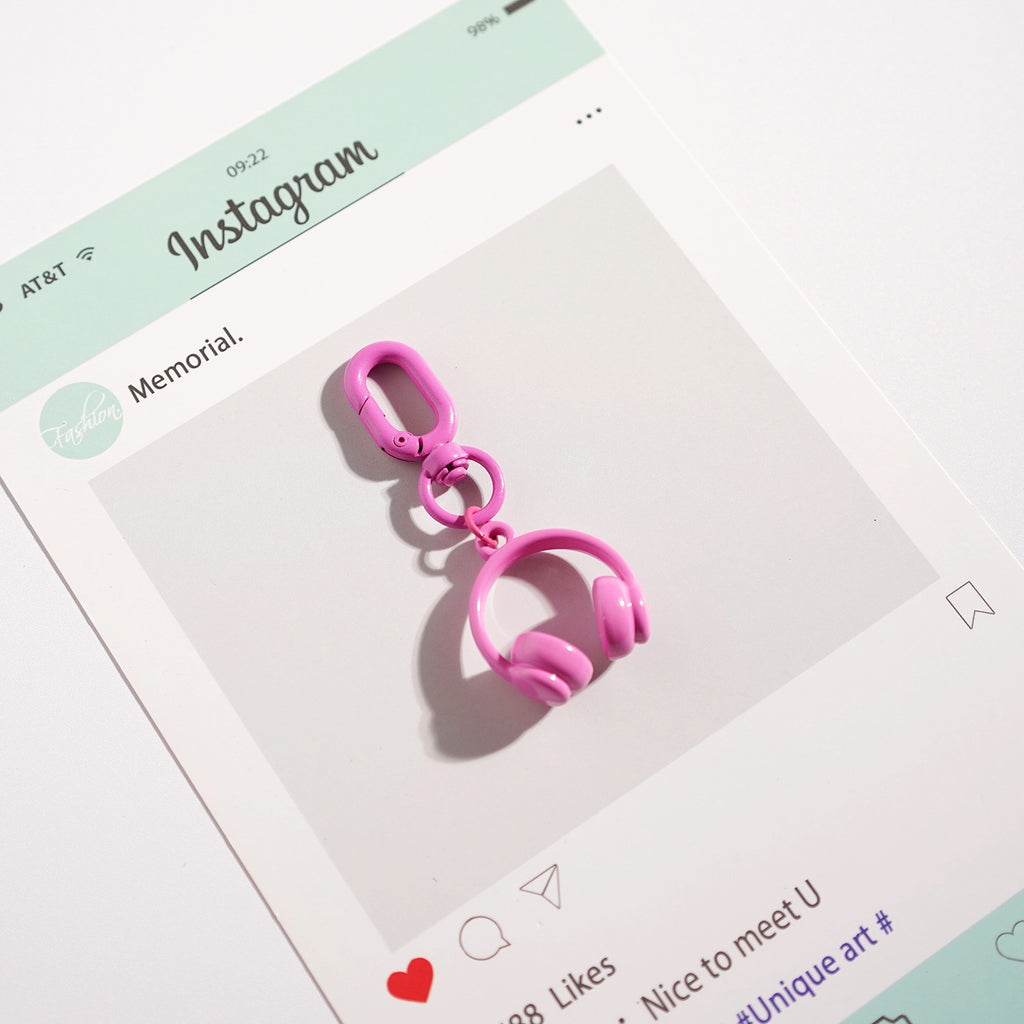 Mini Headphone Charm Keychain - Rosered