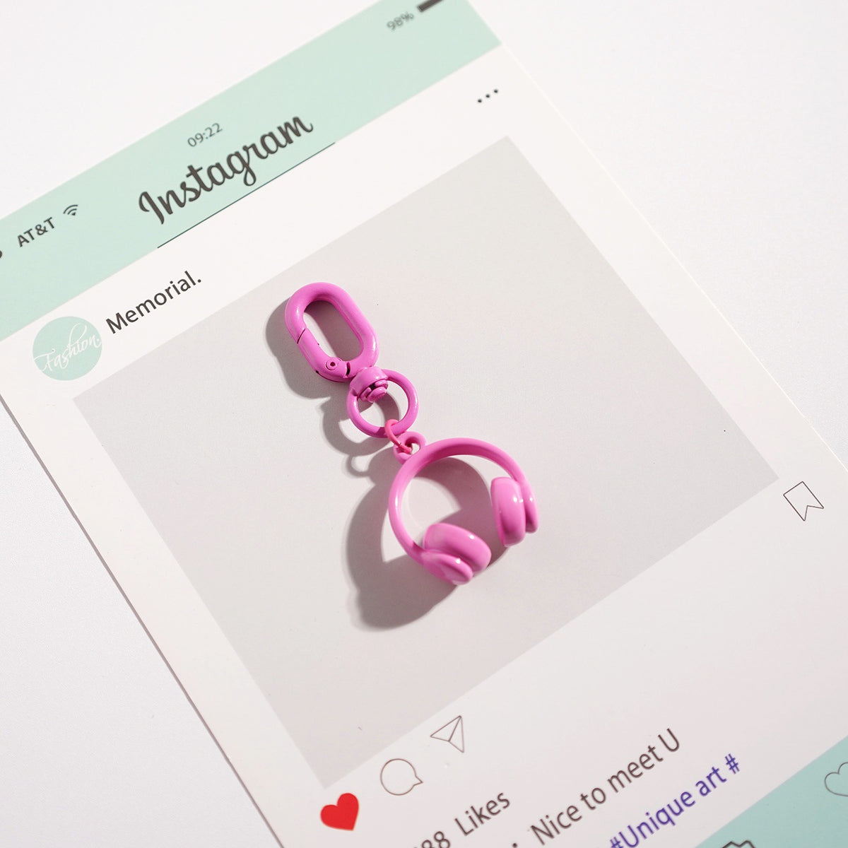 Mini Headphone Charm Keychain - Rosered