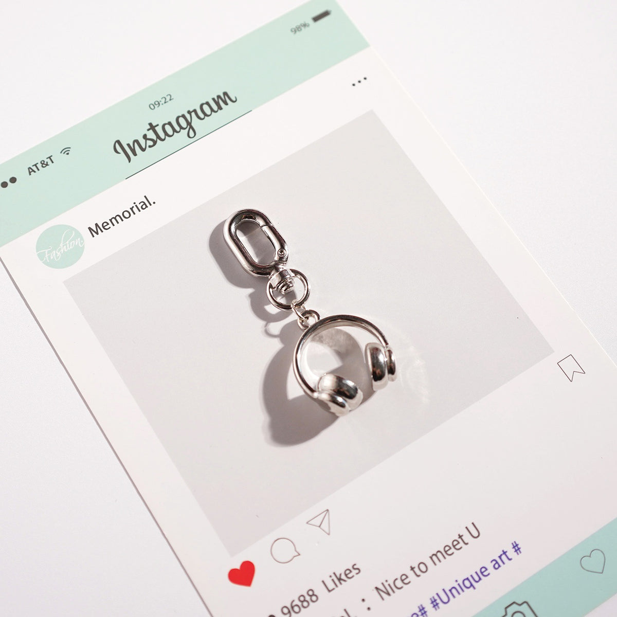 Mini Headphone Charm Keychain - Silvery
