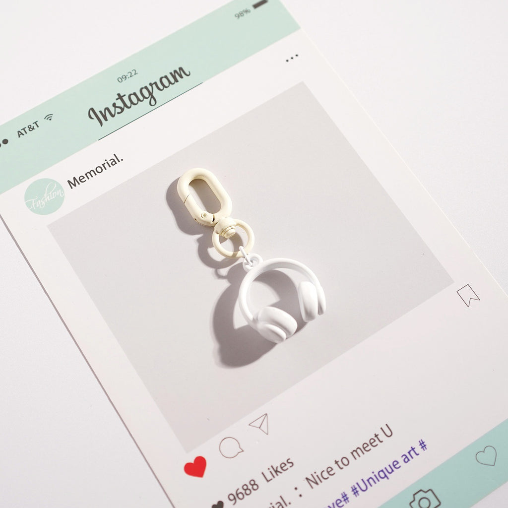 Mini Headphone Charm Keychain - White