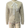 Lace Tie Neck Button Front Knit Cardigan - Apricot
