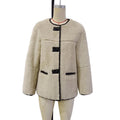 Faux Shearling Collarless Teddy Jacket - White
