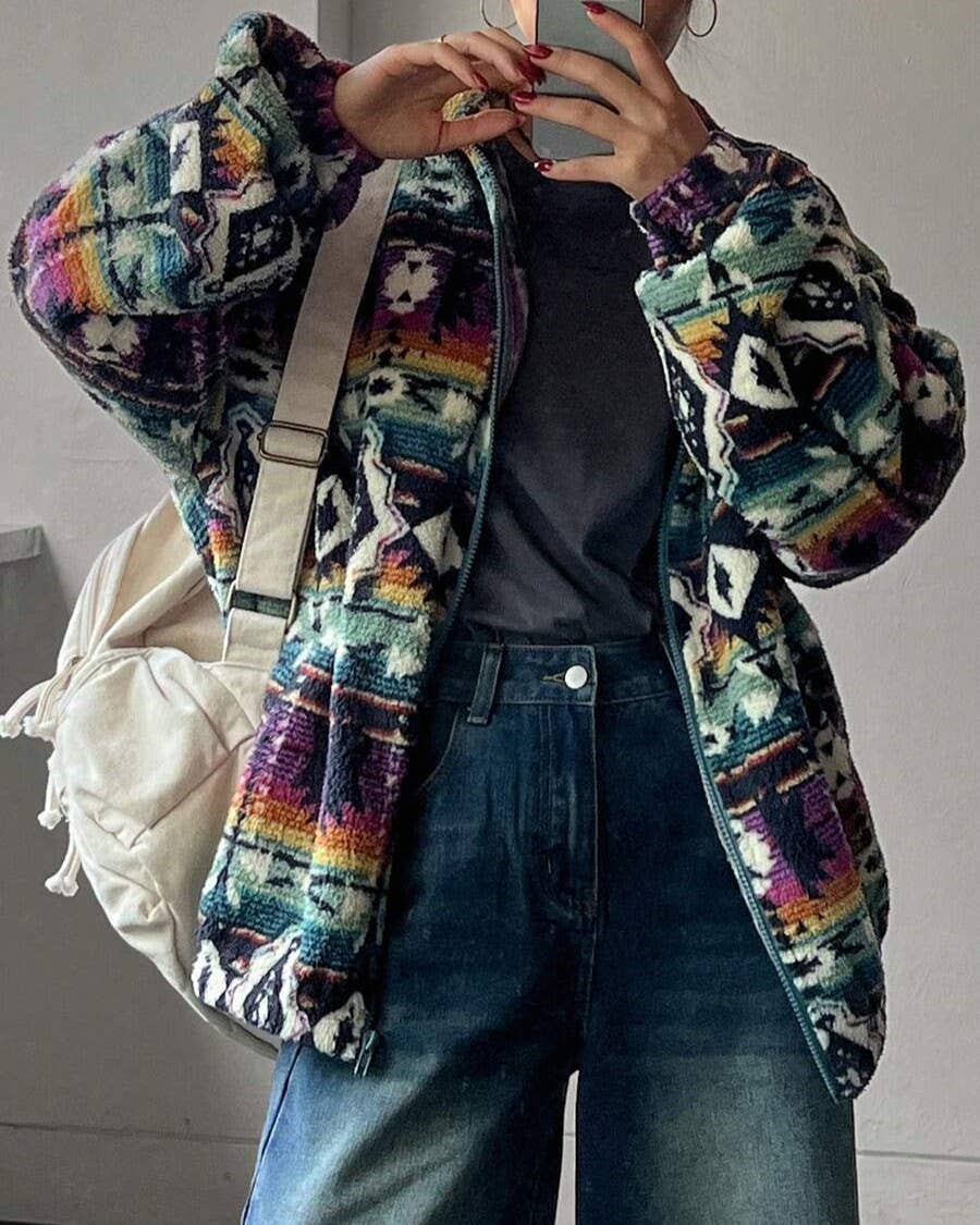 Plush Fleece Zip Up Oversized Jacket
