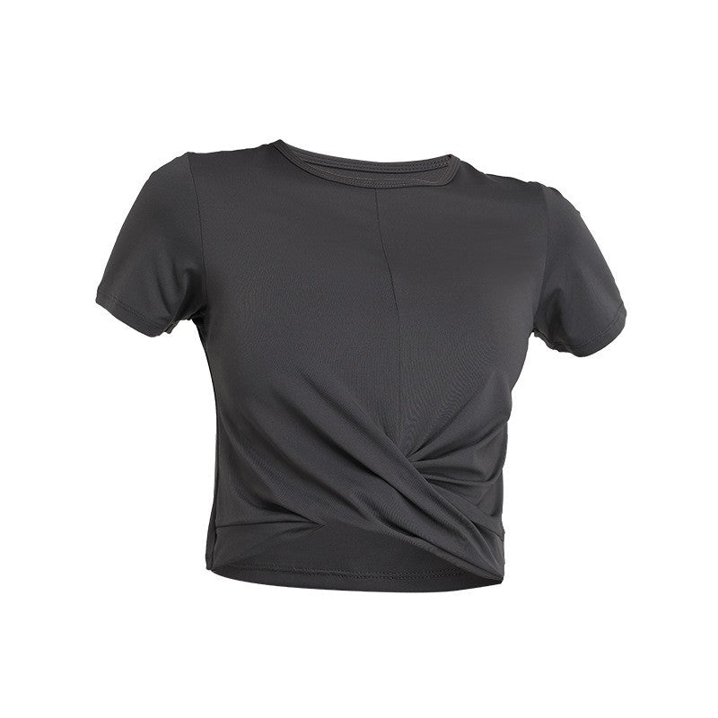 Twist Front Cropped Short Sleeve Workout Tee