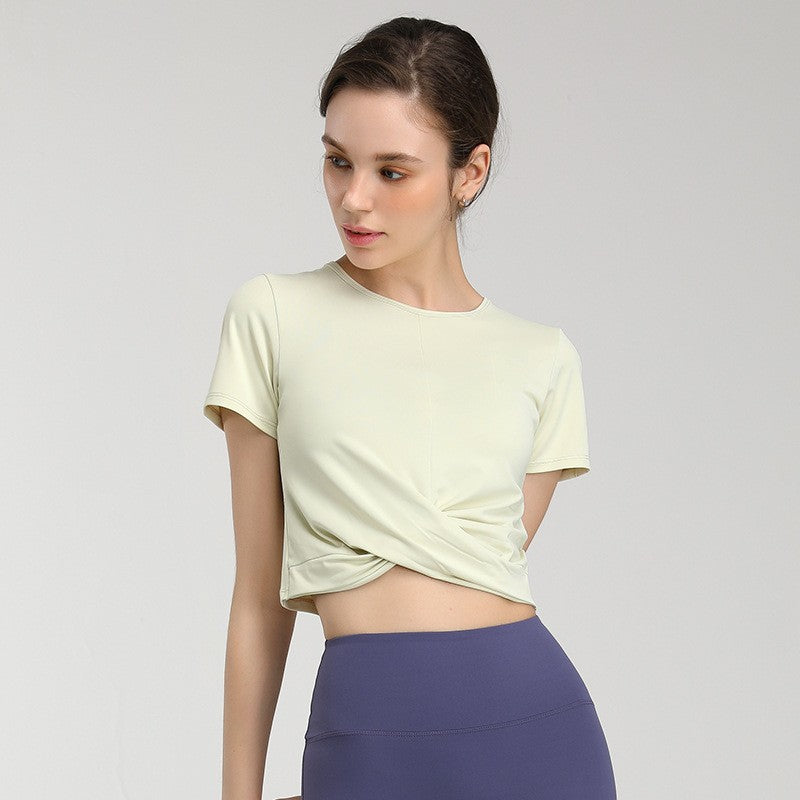 Twist Front Cropped Short Sleeve Workout Tee