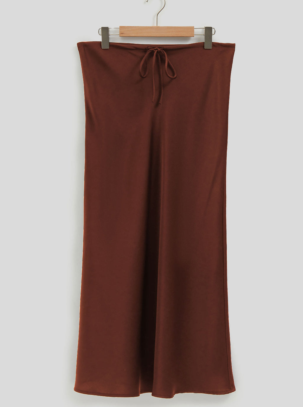 Crinkle Satin Bias Cut Maxi Skirt - Chocolat
