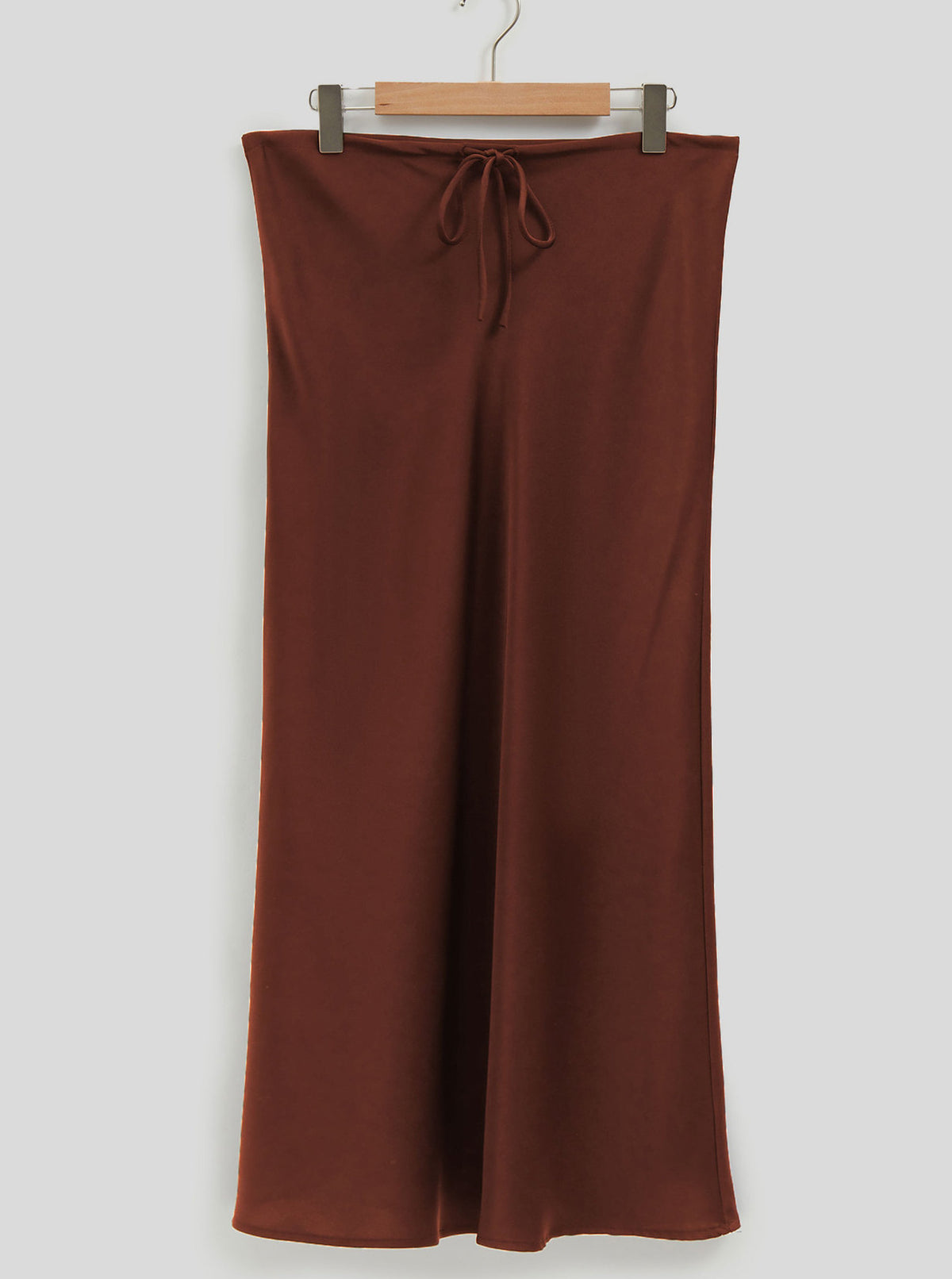 Crinkle Satin Bias Cut Maxi Skirt - Chocolat