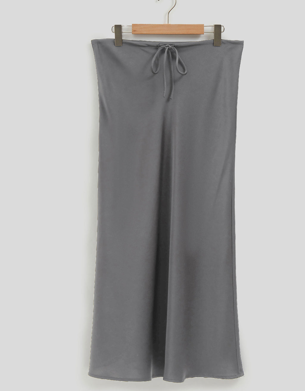 Crinkle Satin Bias Cut Maxi Skirt - Grey