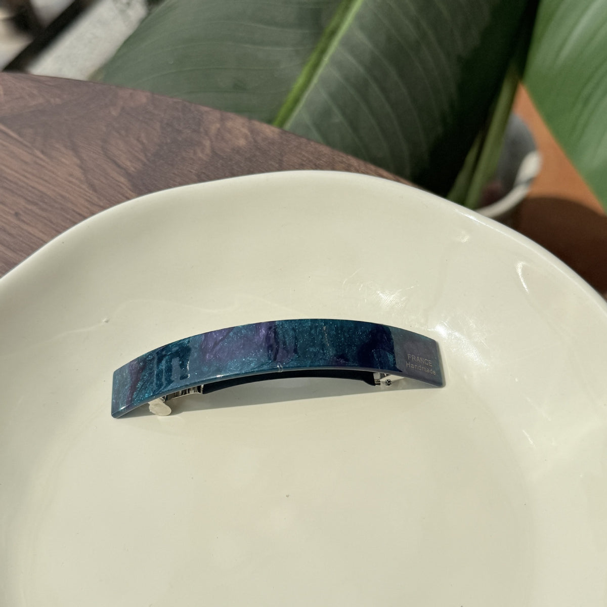 Rectangular Marbled Spring Hair Barrette - Color_4