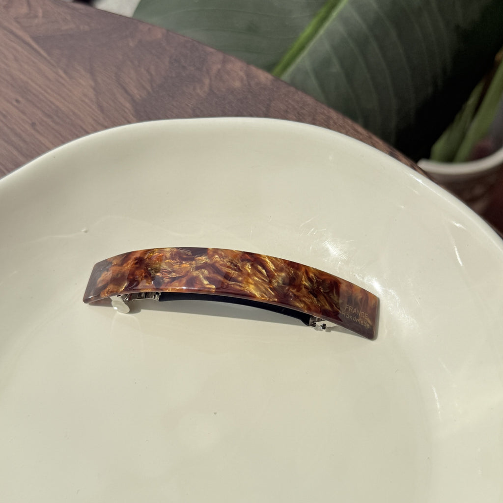 Rectangular Marbled Spring Hair Barrette - Color_5