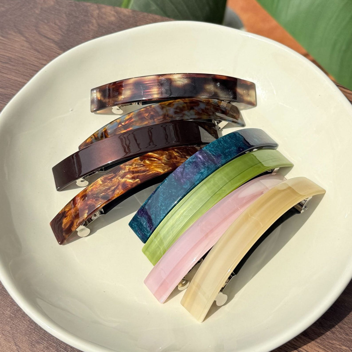 Rectangular Marbled Spring Hair Barrette