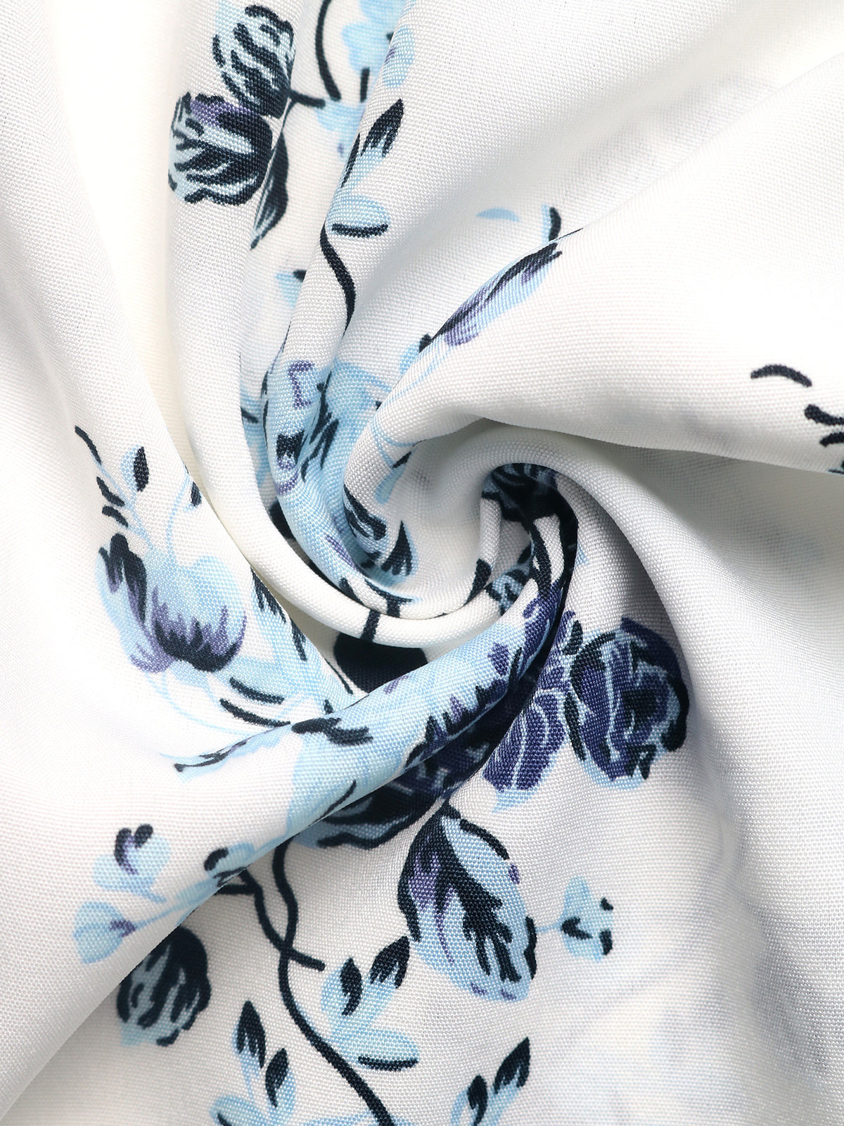 Blue Floral Wide Leg Palazzo Pants - White - 4