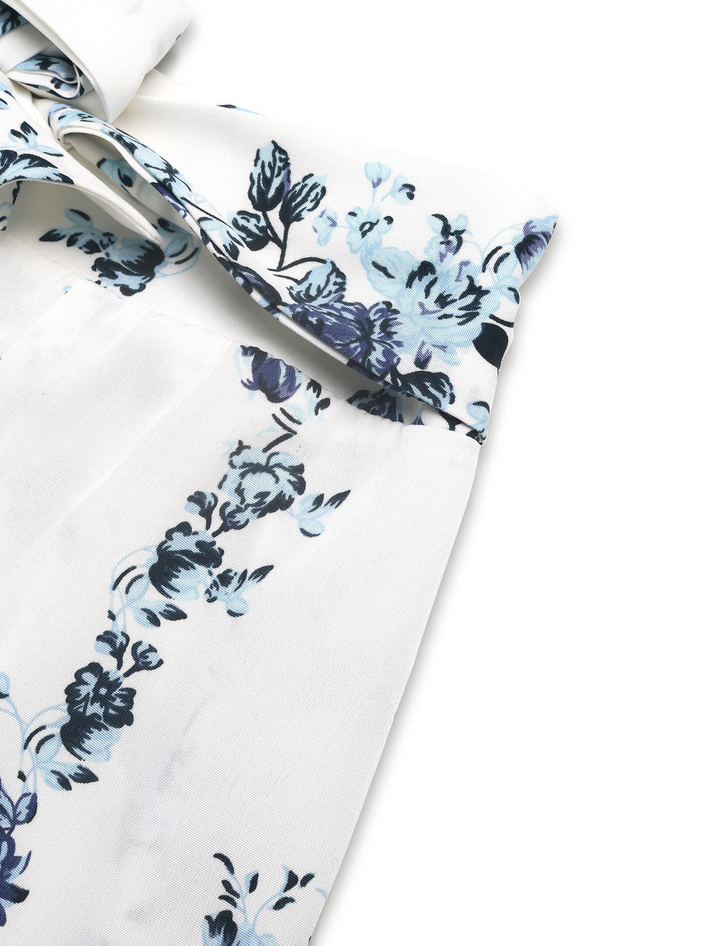 Blue Floral Wide Leg Palazzo Pants - White - 6