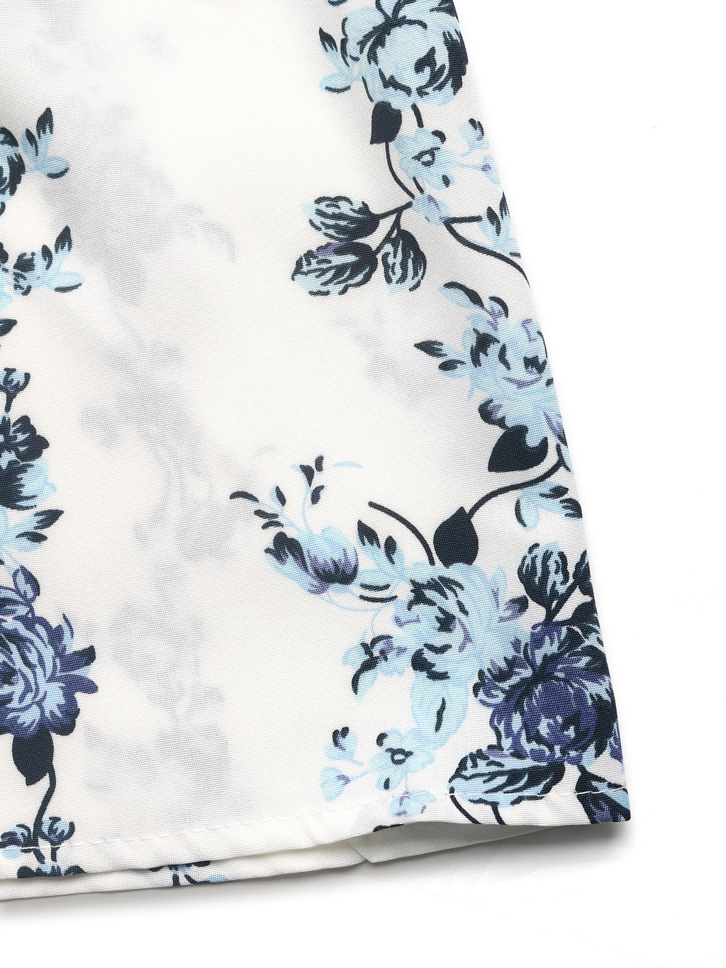 Blue Floral Wide Leg Palazzo Pants - White - 7