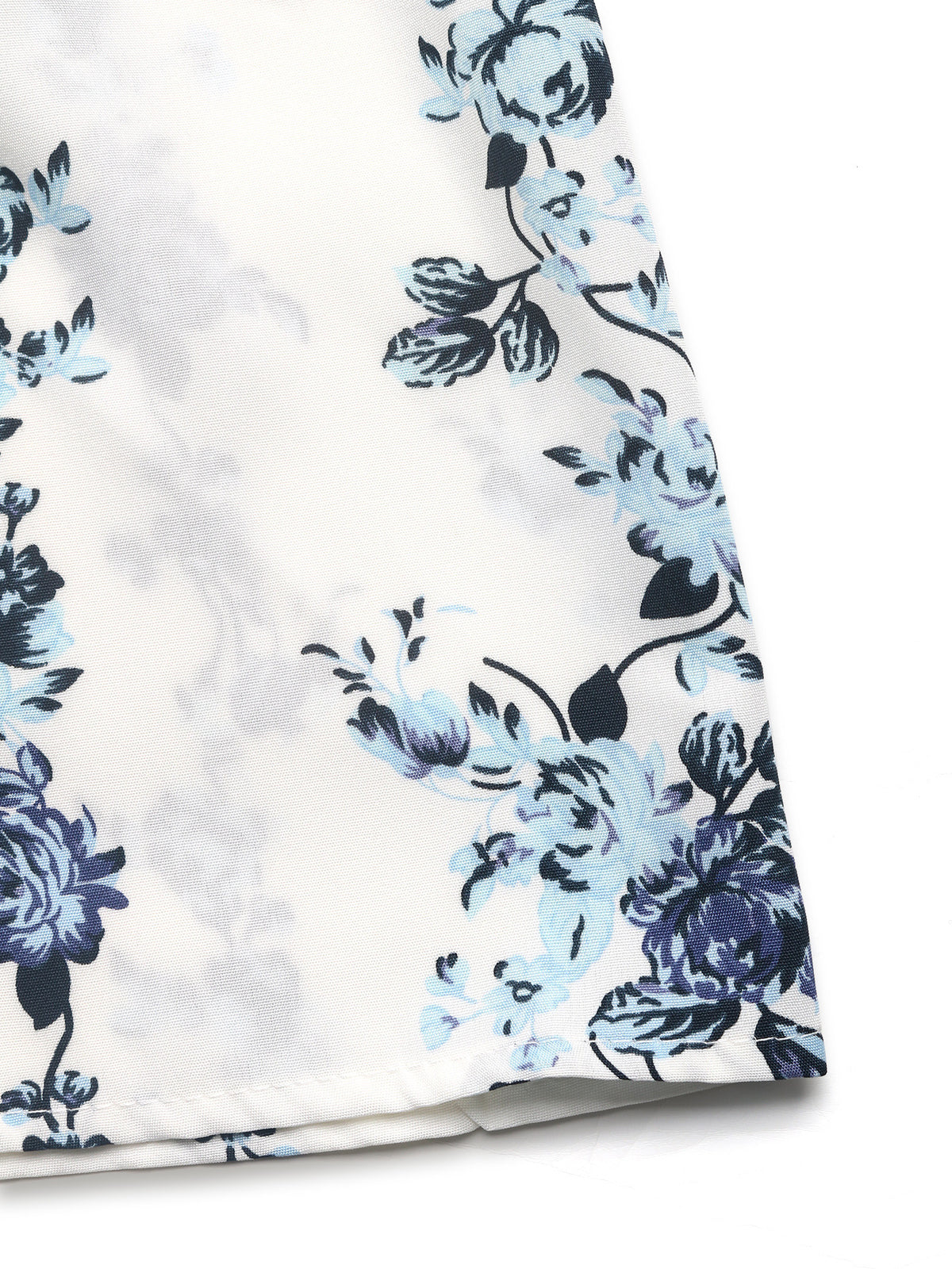 Blue Floral Wide Leg Palazzo Pants - White - 7