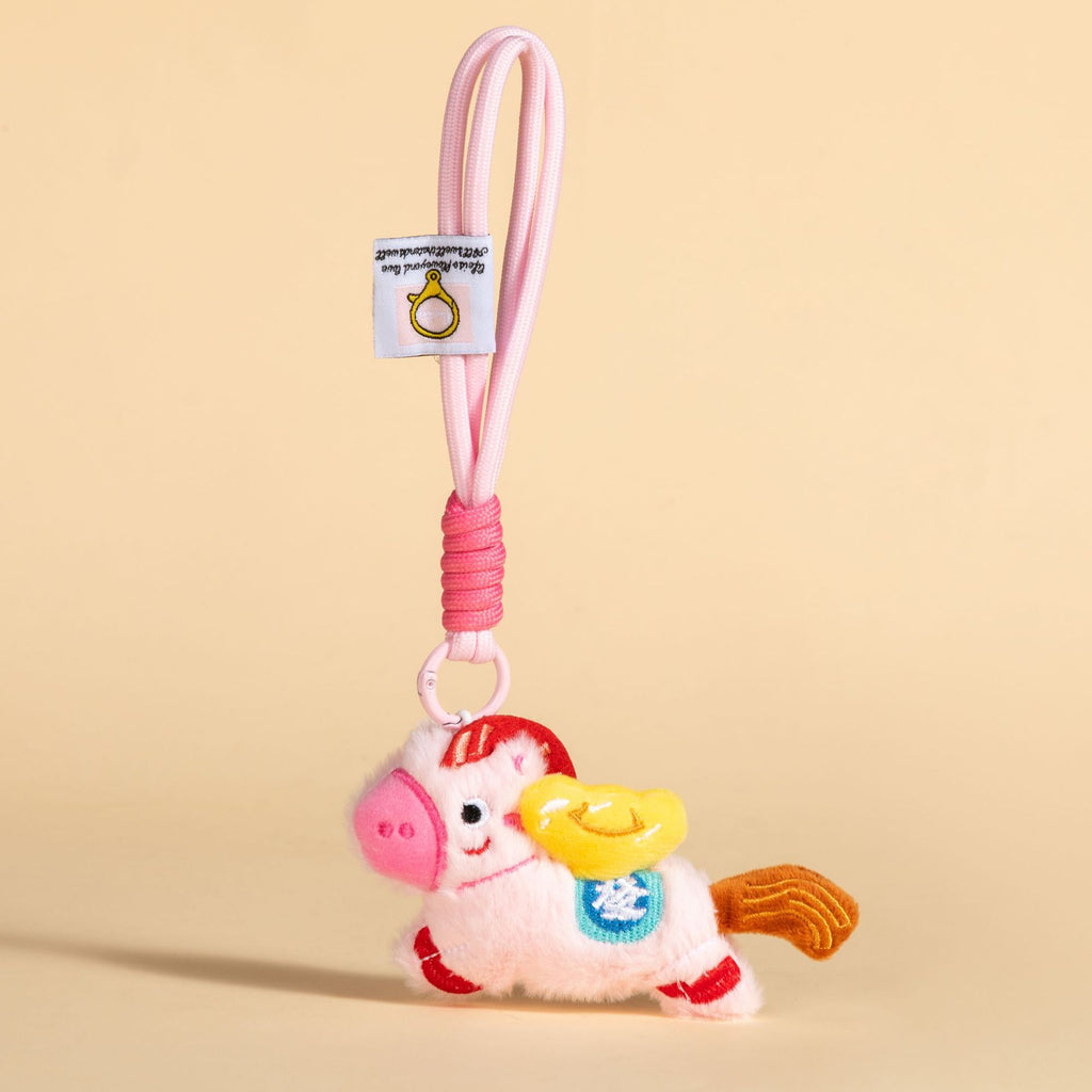 Plush Pony Charm With Braided Wrist Strap - A_Pink