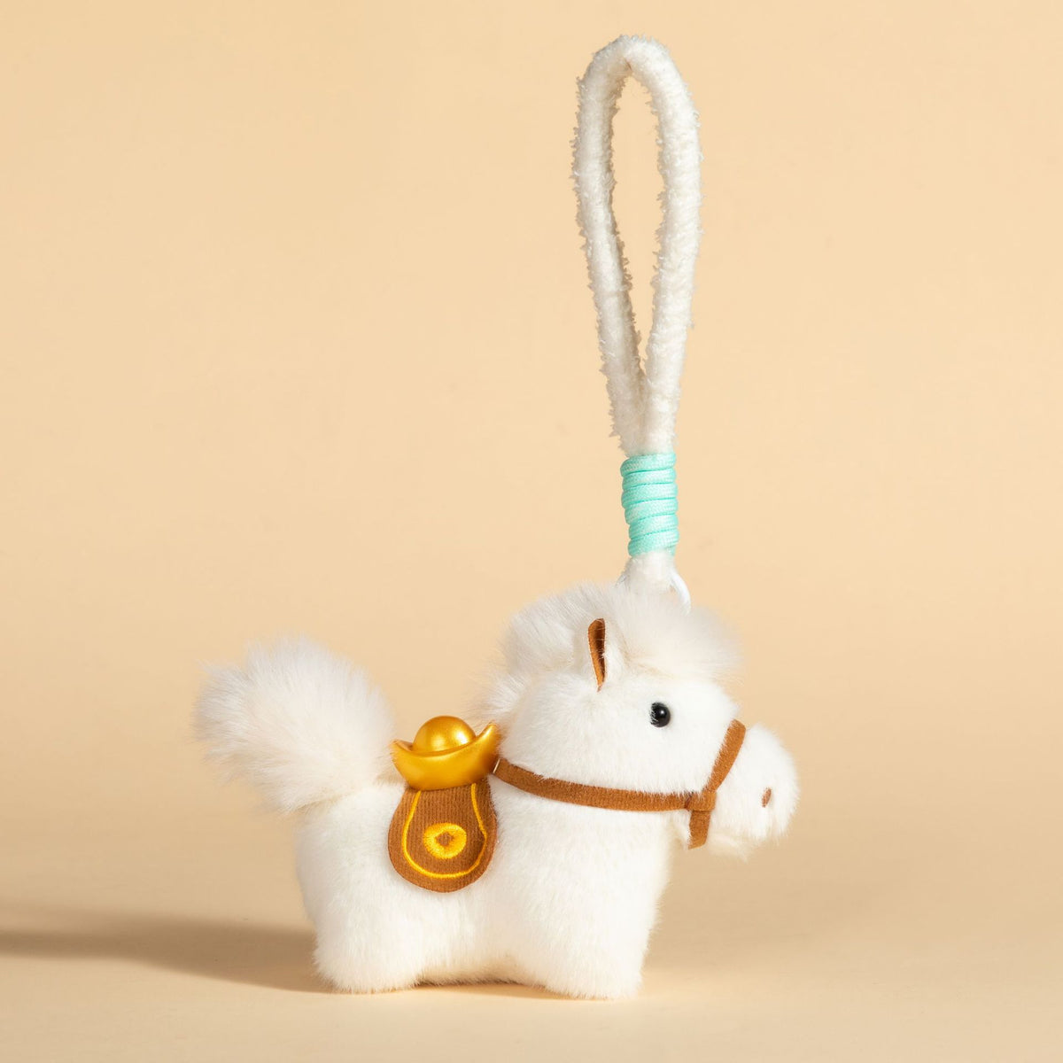 Plush Pony Charm With Braided Wrist Strap - A_White