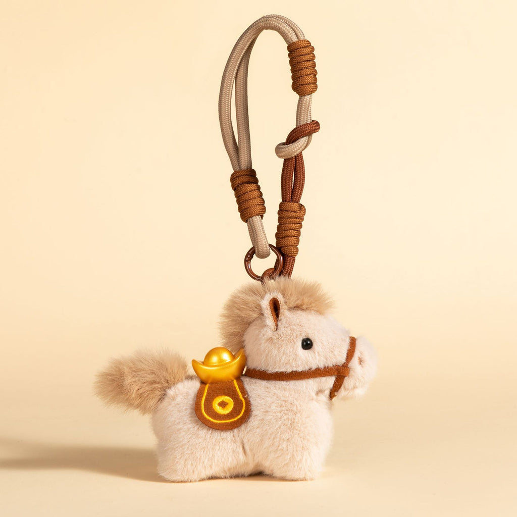Plush Pony Charm With Braided Wrist Strap - Brown