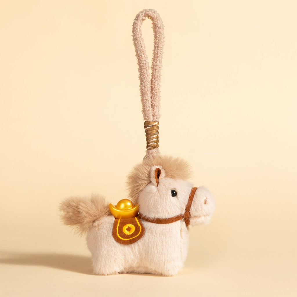 Plush Pony Charm With Braided Wrist Strap - Coffee