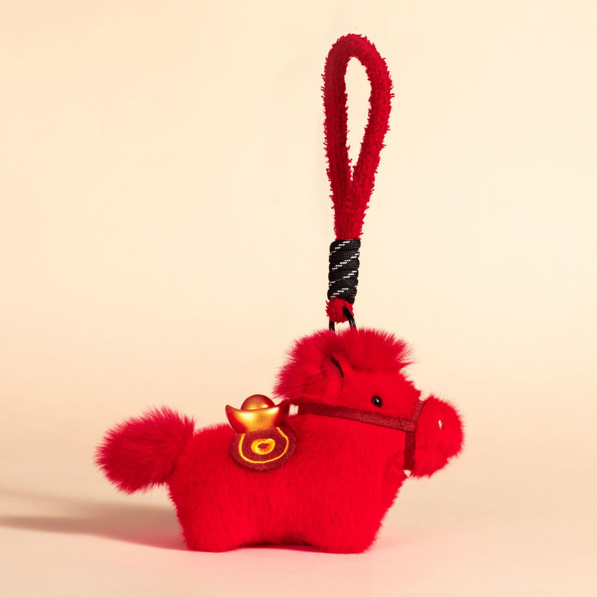 Plush Pony Charm With Braided Wrist Strap - Red
