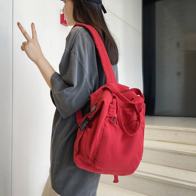 Washed Canvas Backpack with Top Handles