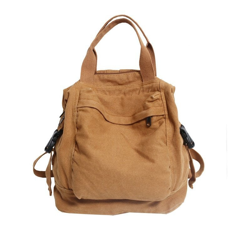 Washed Canvas Backpack with Top Handles