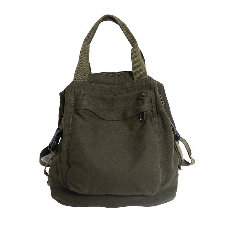 Washed Canvas Backpack with Top Handles