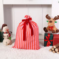 Two-Tone Striped Canvas Drawstring Gift Bag - Red