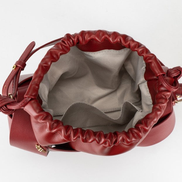 Braided Panel Drawstring Cloud Shoulder Bag